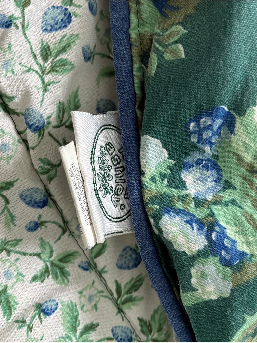 VTG Laura Ashley Bramble Berry Twin Comforter Reversible Green Blue Cottagecore